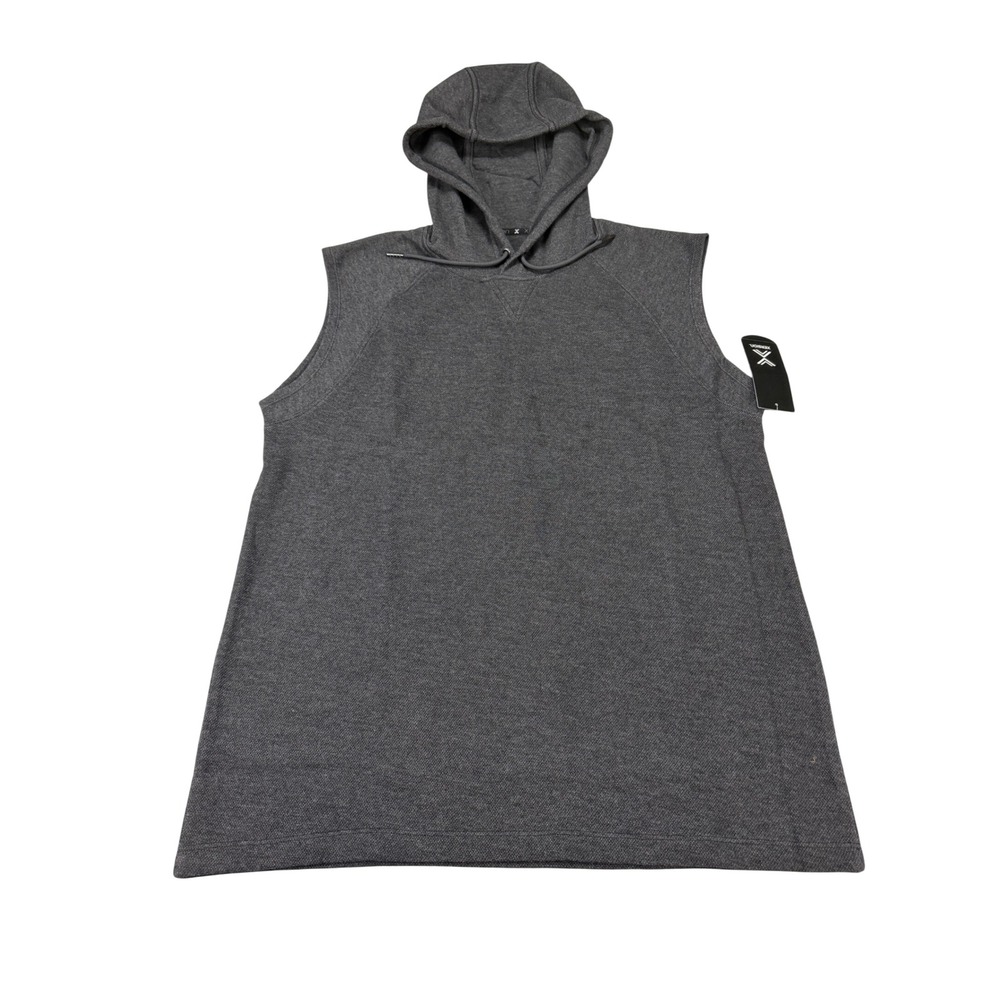 Xersion Mens Lifestyle Double Knit Sleeveless Hoodie Gray Small NWT MSRP $36